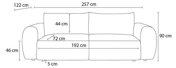 Svetlosivo-béžová menčestrová rozkladacia pohovka 257 cm Lucien – Bobochic Paris
