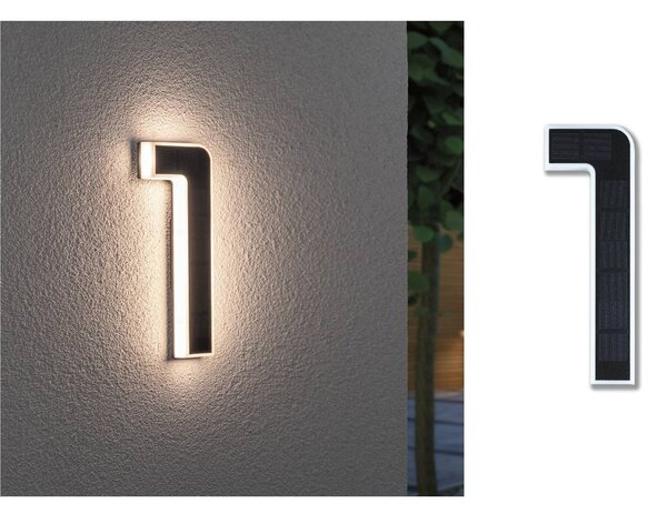 Paulmann solárne LED číslo domu 1, Čierna, Plast, Moderný