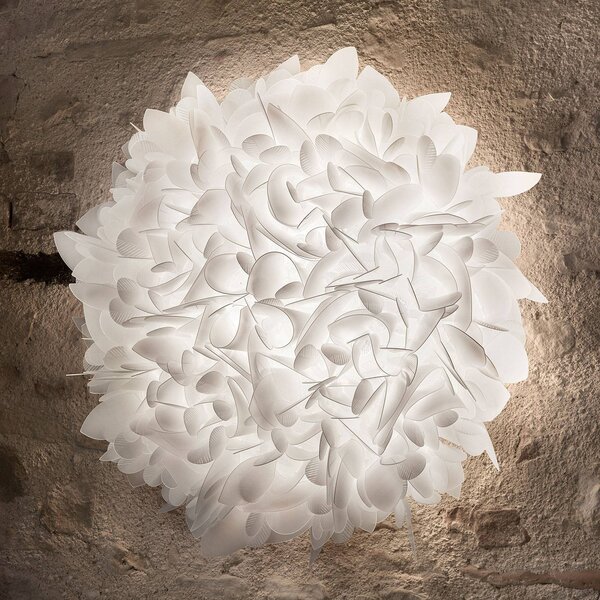 Slamp Veli Foliage Large nástenné svetlo, Ø 75 cm, Biela / opálová, Obývacia izba / jedáleň, Plast, Dizajn, Nástenné svietidlo