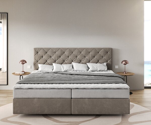 DELIFE Boxspring posteľ Dream-Great mikrovlákno béžová 200×200 cm bonellový matrac topper