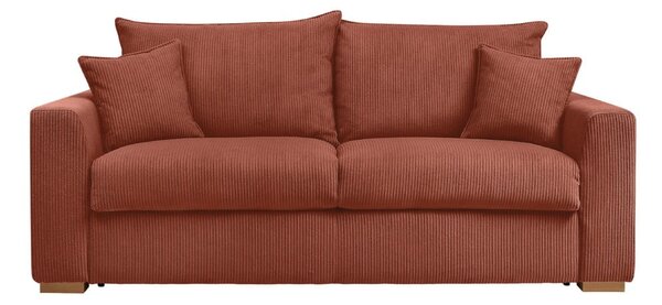Menčestrová rozkladacia pohovka v tehlovej farbe 225 cm Augustin – Bobochic Paris
