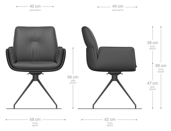 DELIFE Otočná jedálenská stolička Nela-Flex zmiešané materiály tmavobéžová krížová podstava zúžená čierna otočná o 180°