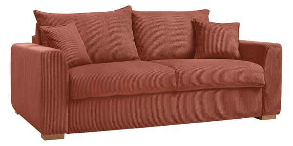 Menčestrová rozkladacia pohovka v tehlovej farbe 225 cm Augustin – Bobochic Paris