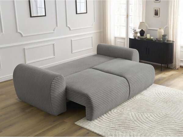 Tmavosivá menčestrová rozkladacia pohovka 257 cm Lucien – Bobochic Paris