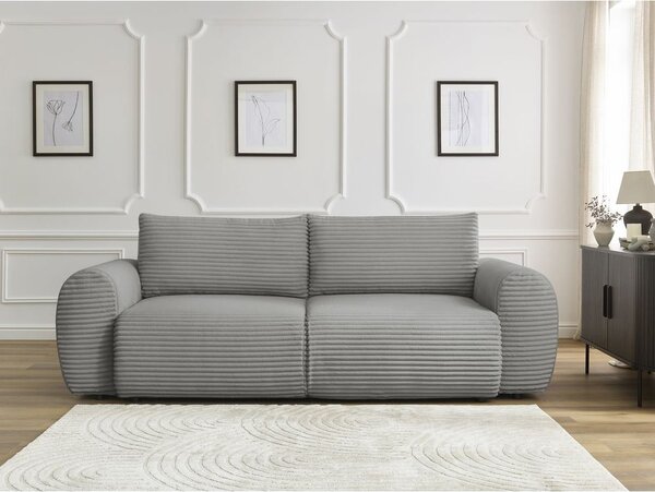 Tmavosivá menčestrová rozkladacia pohovka 257 cm Lucien – Bobochic Paris