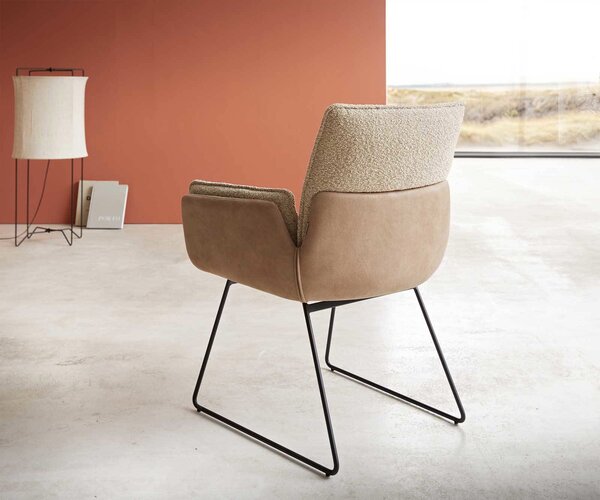 DELIFE Jedálenská stolička Nela-Flex zmiešané materiály tmavobéžová tenká podstava čierna