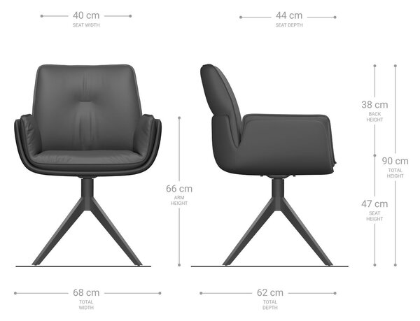 DELIFE Otočná jedálenská stolička Nela-Flex zmiešané materiály tmavobéžová krížová podstava široká nerezová oceľ 360° otočná