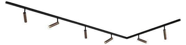 Moderný koľajnicový systém s 6 tmavo bronzovými bodovými svetlami 1-fázový - Slimline Uzzy