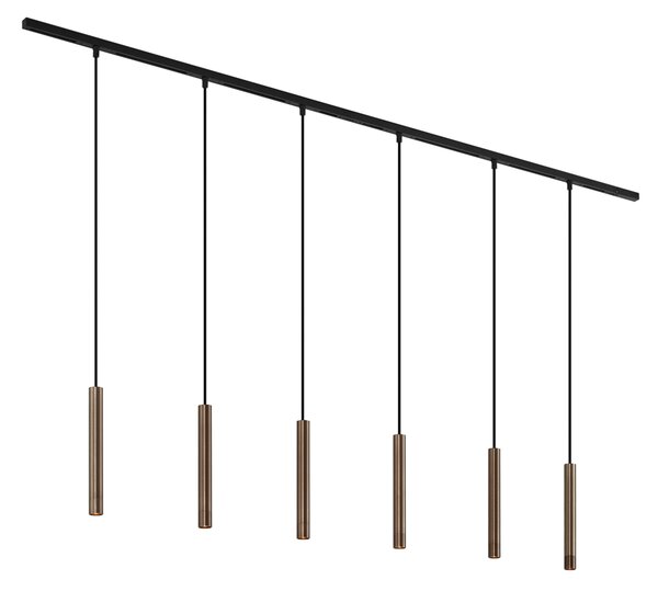 Moderný koľajnicový systém s 6 závesnými svetlami bronzový 1-fázový - Slimline Keno