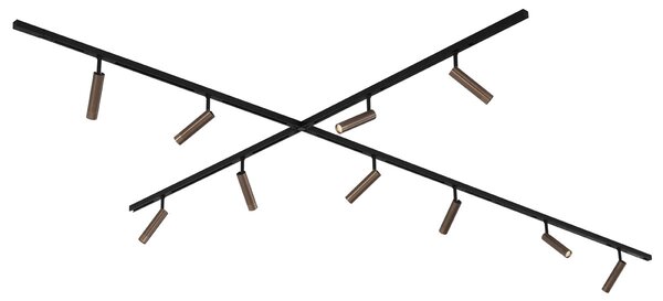 Moderný koľajnicový systém s 10 reflektormi tmavá bronz 1-fázový - Slimline Uzzy