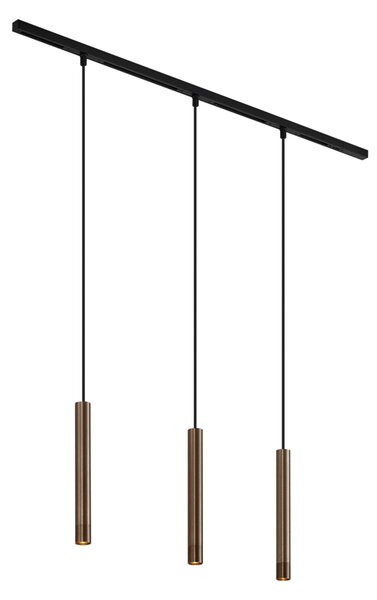 Moderný koľajnicový systém s 3 závesnými svetlami bronzový 1-fázový - Slimline Keno