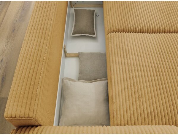 Menčestrová rozkladacia pohovka v horčicovej farbe 257 cm Lucien – Bobochic Paris