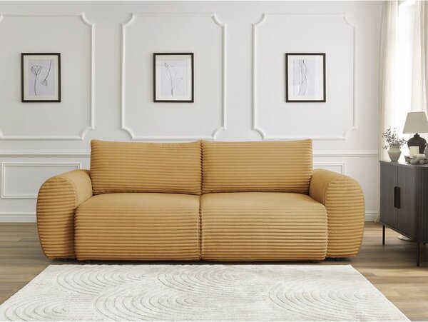 Menčestrová rozkladacia pohovka v horčicovej farbe 257 cm Lucien – Bobochic Paris