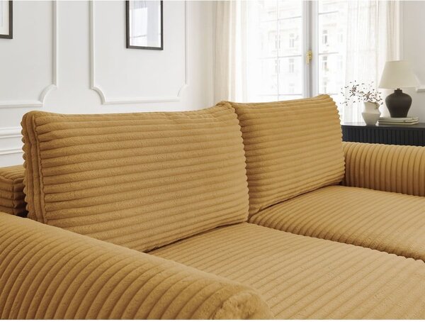 Menčestrová rozkladacia pohovka v horčicovej farbe 257 cm Lucien – Bobochic Paris