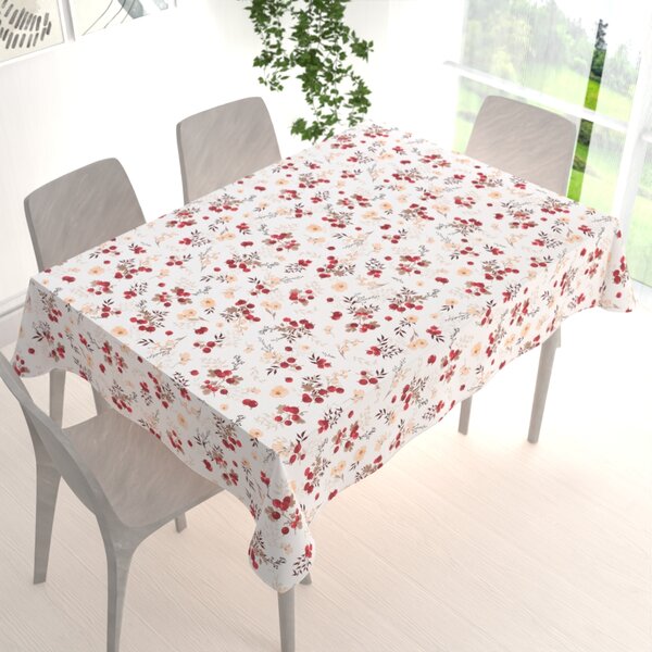 Biante Bavlnený obdĺžnikový obrus Sandra SA-784 Červený egreš na bielom 50x100 cm