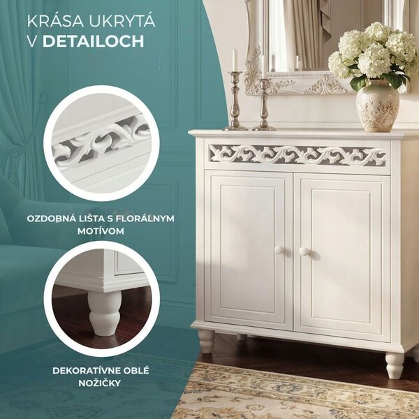 Komoda JERSEY, 76 x 65 x 35 cm, biela Casaria