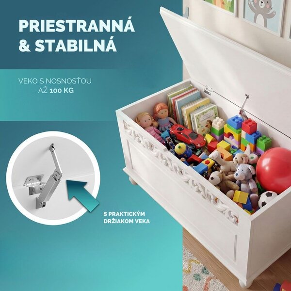 Drevená truhlica JERSEY, 80x40x48cm, biela Casaria
