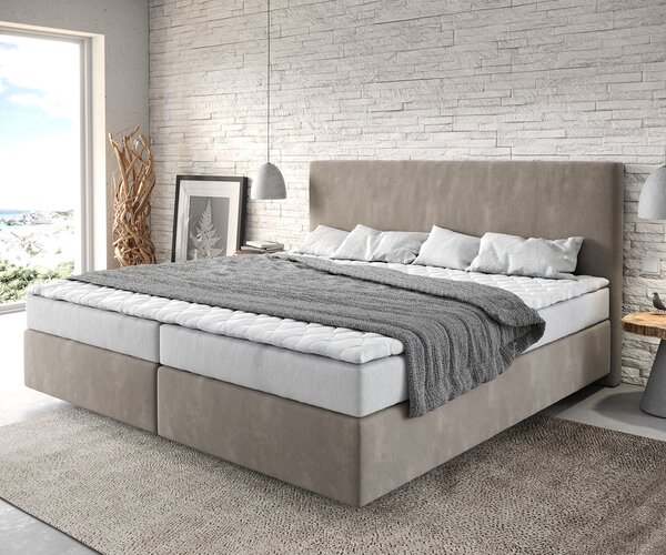 DELIFE Boxspring posteľ Dream-Well mikrovlákno béžová 200x200 cm bonellový matrac topper