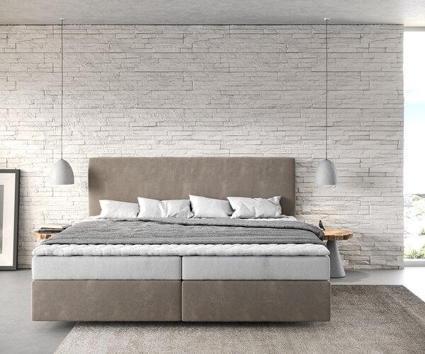 DELIFE Boxspring posteľ Dream-Well mikrovlákno béžová 200x200 cm bonellový matrac topper
