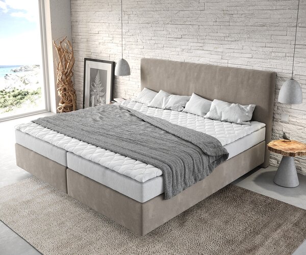 DELIFE Boxspring posteľ Dream-Well mikrovlákno béžová 200x200 cm bonellový matrac topper