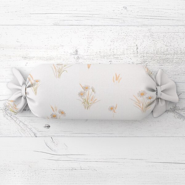 Biante Vankúš valec bonbon Sandra SA-783 Margaréty na bielom 15x40 cm