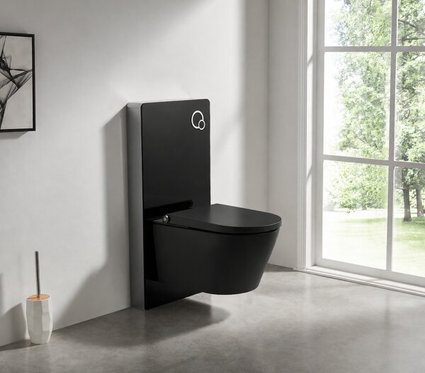 CERANO - Sanitárny splachovací modul pre WC závesné - čierna matná - 48,3x100 cm