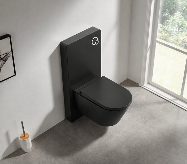 CERANO - Sanitárny splachovací modul pre WC závesné - čierna matná - 48,3x100 cm