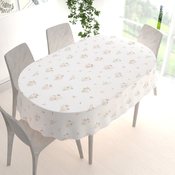 Biante Bavlnený oválny obrus Sandra SA-783 Margaréty na bielom 50x100 cm