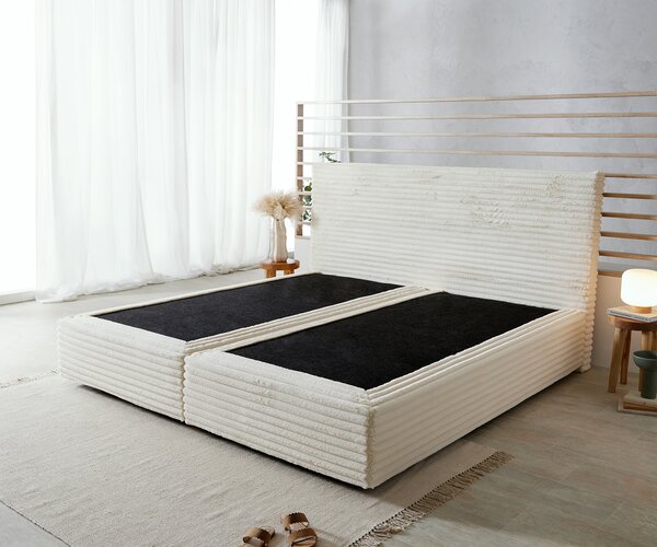 DELIFE Boxspring posteľ Dream-Well plyšový manšester béžová 200x200 cm