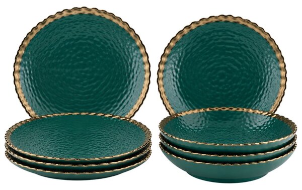 Keramická súprava tanierov Kati Green Gold 8ks