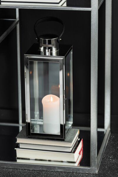Strieborný kovový lampáš Recin - 22*21*65cm - J-Line by Jolipa