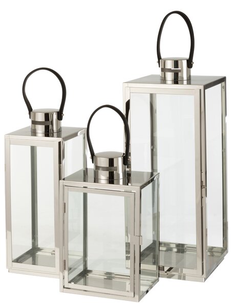 Strieborný kovový lampáš Recin - 22*21*65cm - J-Line by Jolipa
