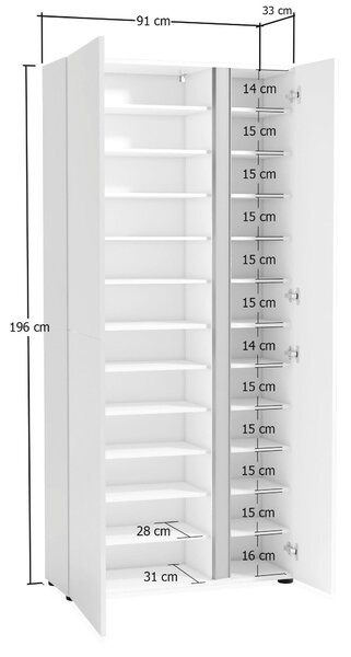 PREDSIEŇOVÁ SKRIŇA, biela, 91/196/34 cm Xora - Skrine, Online Only