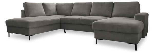 Sivá menčestrová rozkladacia rohová pohovka (ľavý roh) Lofty Lilly – Miuform