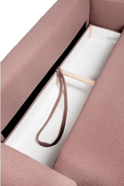 Svetloružová rozkladacia pohovka z textílie buklé 247 cm Quinoa – Selection