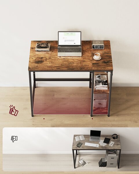 Dekorstudio Počítačový stôl LWD046B01 s 2 policami 100x50x76cm - rustikálny