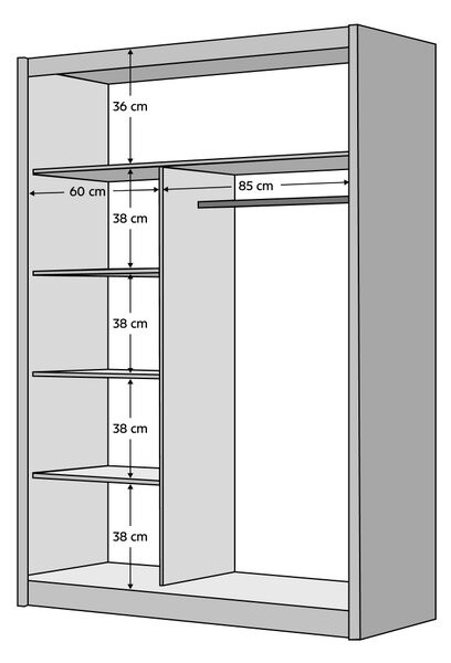 KONDELA Skriňa s posuvnými dverami, dub craft/čierna, 150x215 cm, LADDER