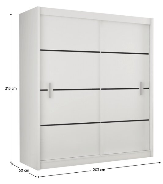 KONDELA Skriňa s posúvacími dverami, biela/čierna, MERINA 203