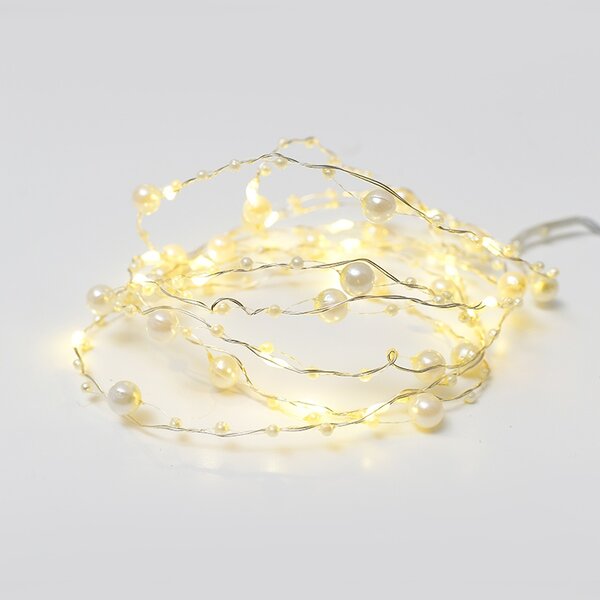 ACA DECOR LED dekoračné girlanda - Perly, teplá biela farba, 2xAA, 200 cm