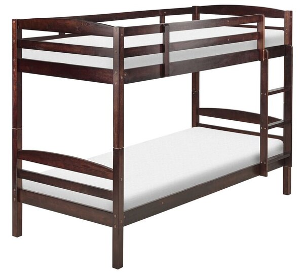 Poschodová posteľ 90 cm Beliani Reggeton (tmavé drevo) (s roštom). Vlastná spoľahlivá doprava až k Vám domov. 1075539