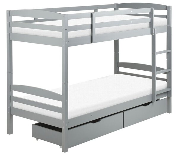 Poschodová posteľ 90 cm Beliani Reggeton (sivá) (s roštom a úložným priestorom). Vlastná spoľahlivá doprava až k Vám domov. 1075542