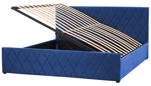 Manželská posteľ 180 cm Rhett (modrá) (s roštom a úložným priestorom). Vlastná spoľahlivá doprava až k Vám domov. 1075605