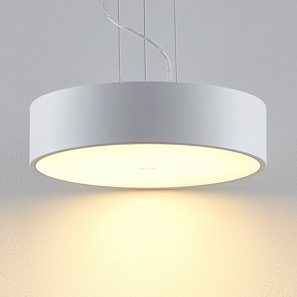Arcchio LED závesná lampa Noabelle, Ø 40 cm, biela, kov, Biela / opálová, Kuchyňa, kov, Moderný, Závesné svietidlo
