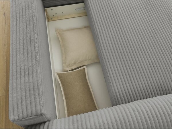 Tmavosivá menčestrová rozkladacia rohová pohovka (pravý roh) Lucien – Bobochic Paris