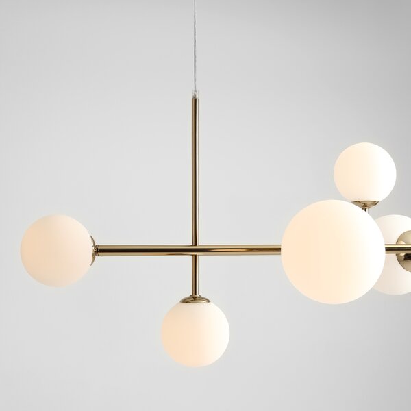 Aldex DIONE 6 | Elegantná závesná lampa so šiestimi tienidlami Farba: Zlatá