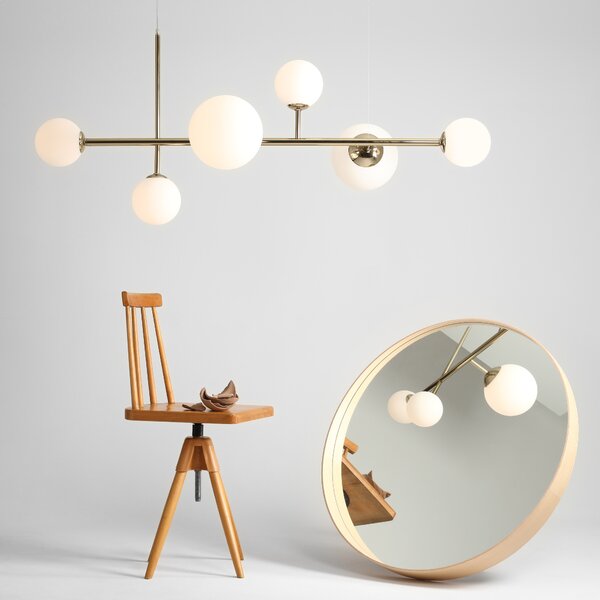 Aldex DIONE 6 | Elegantná závesná lampa so šiestimi tienidlami Farba: Zlatá