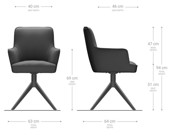 DELIFE Otočná jedálenská stolička Heira-Flex s opierkami bouclé strieborno-sivá krížová podstava široká čierna 360° otočná vrecková pružina