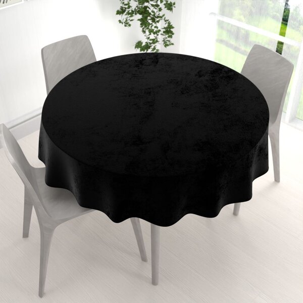 Biante Veľký zamatový okrúhly obrus Velvet Premium SVP-041 Čierny Ø 150 cm