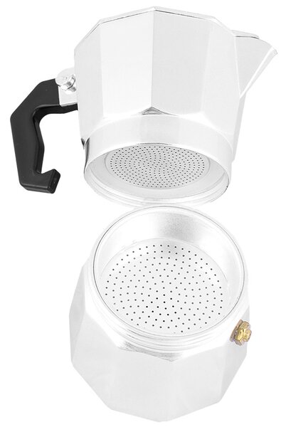 Moka kávovar na 3 šálky hliníkový strieborný (Moka kanvička "koťogo" pre 3 šálky espressa)