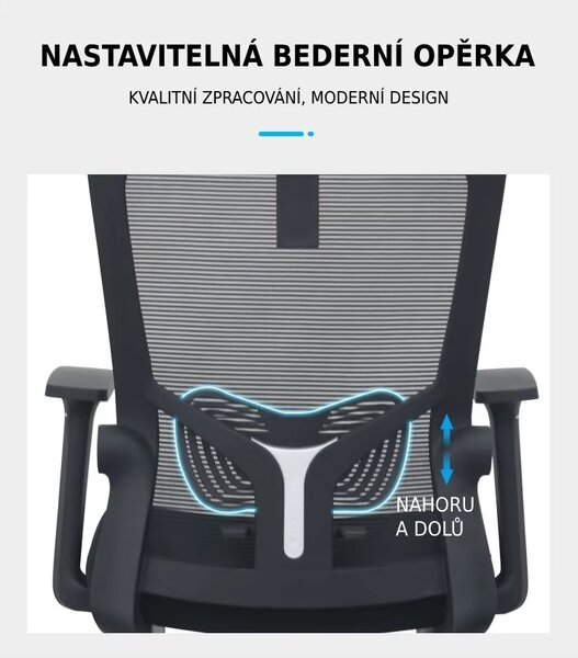 Kancelárska ergonomická stolička Neoseat NOVELO — sieť / látka, čierna, nosnosť 150 kg